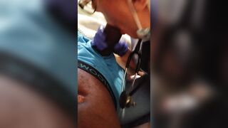 Sexy Nurse with Latex Gloves gives Blow Job to Patient no COVID-19