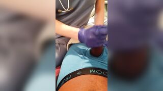 Sexy Nurse with Latex Gloves gives Blow Job to Patient no COVID-19