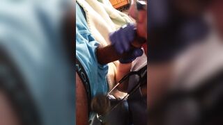 Sexy Nurse with Latex Gloves gives Blow Job to Patient no COVID-19
