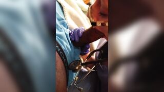 Sexy Nurse with Latex Gloves gives Blow Job to Patient no COVID-19