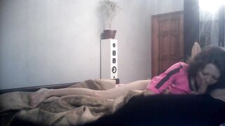 Sister at Home Sucks a Dick with a Dildo in the Ass, Gets an Enema in Anal. gives in all Holes.