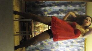 Amateur Girl Practicing for Strip Club