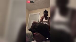 Ebony Lesbian Couple has Sex in Front of their Bestfriend on Facebook Live