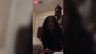 Ebony Lesbian Couple has Sex in Front of their Bestfriend on Facebook Live
