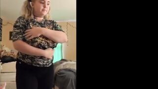 Busty teentager making tiktok compilation