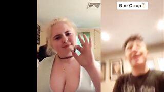 Busty teentager making tiktok compilation