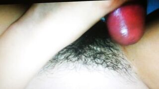 Cum Shot on Hairy Pussy
