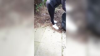 Step Mom in Leggings Public Riding and Fuck on Front Deck with Step Son