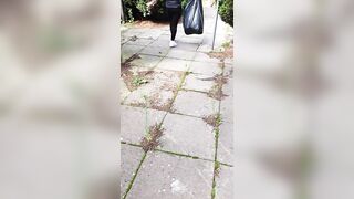 Step Mom in Leggings Public Riding and Fuck on Front Deck with Step Son