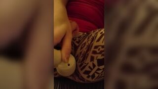 Hitachi through Leggings and Pussy Play.