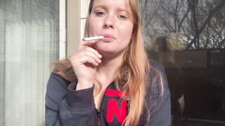 Big Breasted Smoker Finishes a Pack