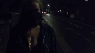 Collared Submissive Walking in Streets