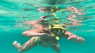 My Naked Diving on a Public Beach - Rate what I can do Underwater