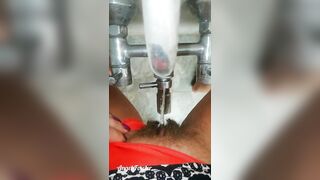 Tik Tok Standing Pee on the Tap in the Bathroom