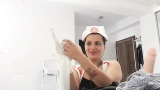 Nurse Collecting Patient Sperm in her Mouth and Boobs -part 2