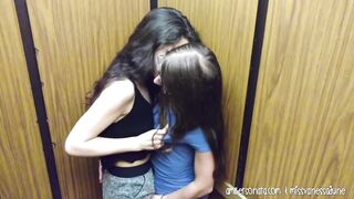 Public Elevator Girl Fingers Girl Passionately!