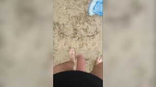 My big cock on the beach, voyeurs and milf