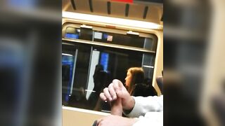 Dick flashing and Big Cumshot for nice Teen in Train