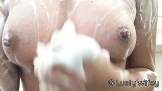 Sexy Teen Girl Fingers her Wet Pussy in the Shower - LustyWifey