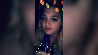 BBW sucks on 8in dildo