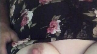 Big tit wife recorded while husband eats pussy