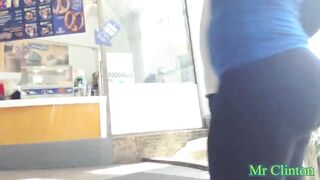 Black leggings on the street sexi