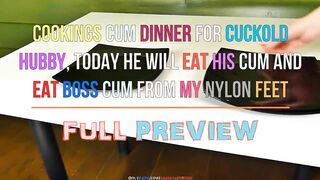 CUCKOLD HUBBY WORSHIP NYLON FEET HER SLUT WIFE, CUMSHOT AND EAT OWN CUM AND EAT BOSS CUM FROM CONDOM