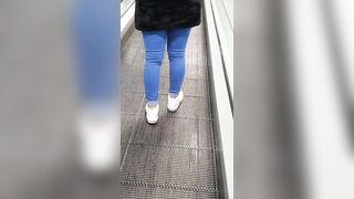 Step Mom Risky Handjob in Mall make Step Son Dick Cum on her Jeans