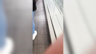 Step Mom Risky Handjob in Mall make Step Son Dick Cum on her Jeans