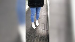 Step Mom Risky Handjob in Mall make Step Son Dick Cum on her Jeans