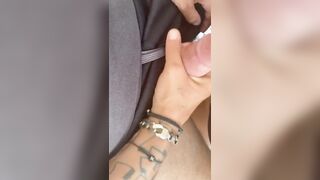 Jerking off my Cock between her Tits outside Top POV