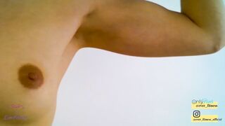 Babe Training her Biceps, Cute Small Asymmetrical Tits POV