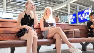 Candid teens crossed legs