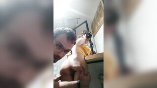 Asian MILF Fucked in the Kitchen Pt2 Cum inside