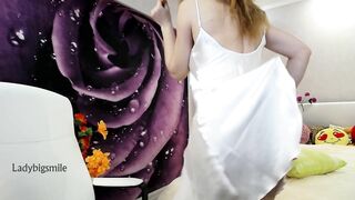 Horny milf slap ass in thongs and tease in silk dress