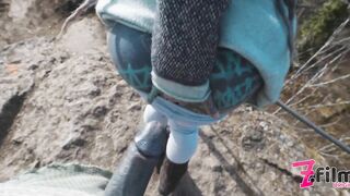 Catched while wild public sex on a ruine - POV, tattoo couple, split tounge blow job - punk, goth - ZF019
