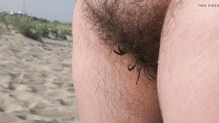 Hairy mature rimming on the beach