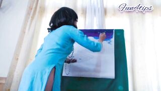 Quick Painting With Lovense Inside Pussy