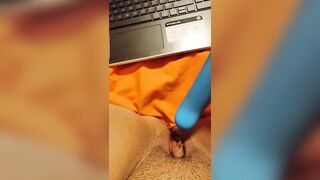 Watching lesbian porn while masturbating my wet pussy