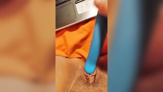 Watching lesbian porn while masturbating my wet pussy
