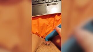 Watching lesbian porn while masturbating my wet pussy