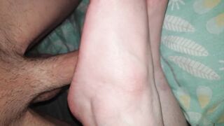 I give Mr E a foot job and take his huge cock doggy part 1