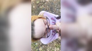 Giving head in the middle of the woods