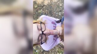 Giving head in the middle of the woods