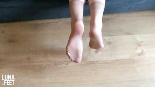 Playing with my feet in Sexy Nylon Socks - amateur foot fetish