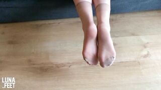 Playing with my feet in Sexy Nylon Socks - amateur foot fetish