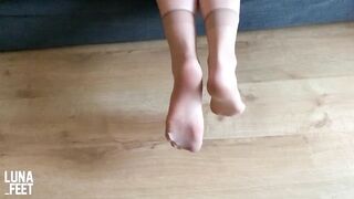 Playing with my feet in Sexy Nylon Socks - amateur foot fetish