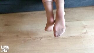 Playing with my feet in Sexy Nylon Socks - amateur foot fetish