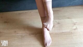 Playing with my feet in Sexy Nylon Socks - amateur foot fetish