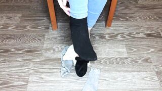 teen girl shows her socks and foot fetish pov